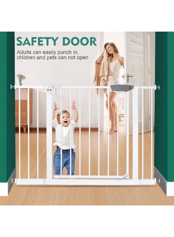 Gerenic Auto Close Safety Baby Gate,No Drilling Extra Wide Baby Gate 77-82cm+10/20/45CM Extension for 77-152CM Stairs Safety Gate, Easy Walk Thru Durability Dog Gate,Indoor Safety Gates for Pet Fence Doorway Hallway and Stair Use - Image 3