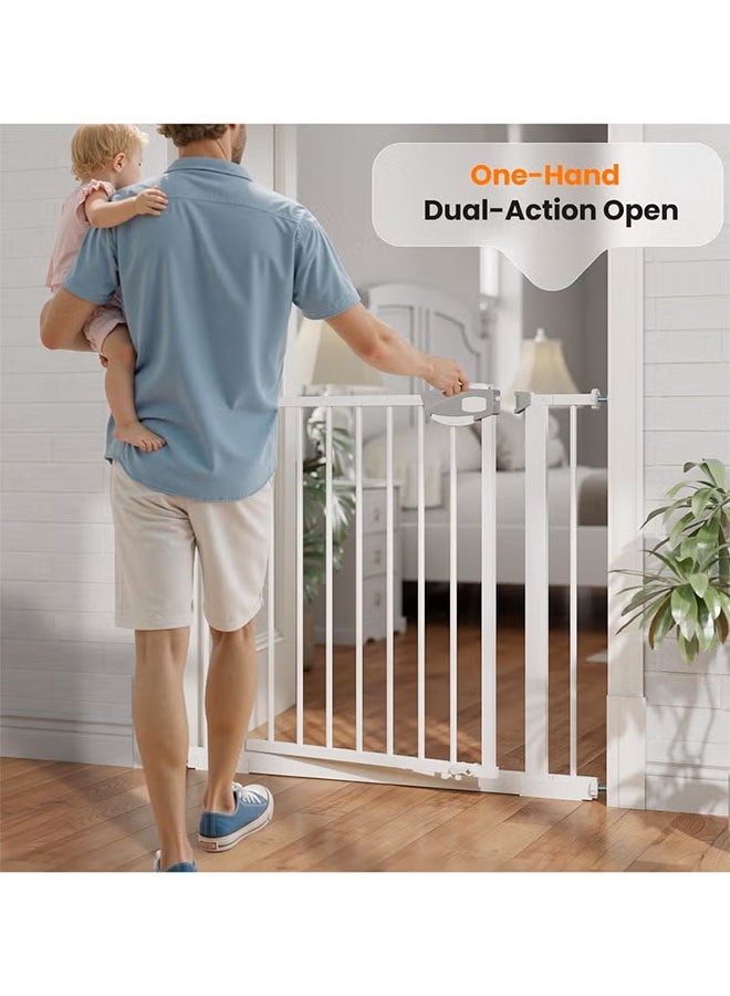 Gerenic Auto Close Safety Baby Gate,No Drilling Extra Wide Baby Gate 77-82cm+10/20/45CM Extension for 77-152CM Stairs Safety Gate, Easy Walk Thru Durability Dog Gate,Indoor Safety Gates for Pet Fence Doorway Hallway and Stair Use - Image 4