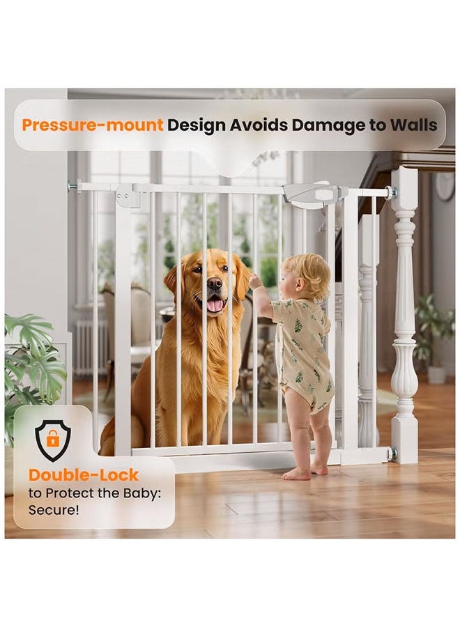 Gerenic Auto Close Safety Baby Gate,No Drilling Extra Wide Baby Gate 77-82cm+10/20/45CM Extension for 77-152CM Stairs Safety Gate, Easy Walk Thru Durability Dog Gate,Indoor Safety Gates for Pet Fence Doorway Hallway and Stair Use - Image 5