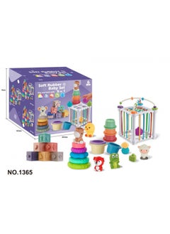 Export Baby Play Soft Glue Stacked Le Sessele Digital Animal Building Blocks Finger Doll Toy-Color:65 Five-in-one Bathroom Water Stacking Building Block Set