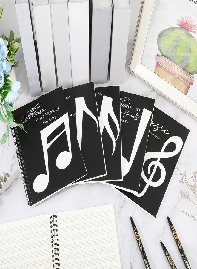Fumete 10 Pcs Music Notebook Blank Sheets Paper Manuscript Books with 10 Pcs Songwriting Themed Ballpoint Pens Writing Composition Staff Accessories Gifts 12 Staves 50 Pages Per Notebook - Image 5