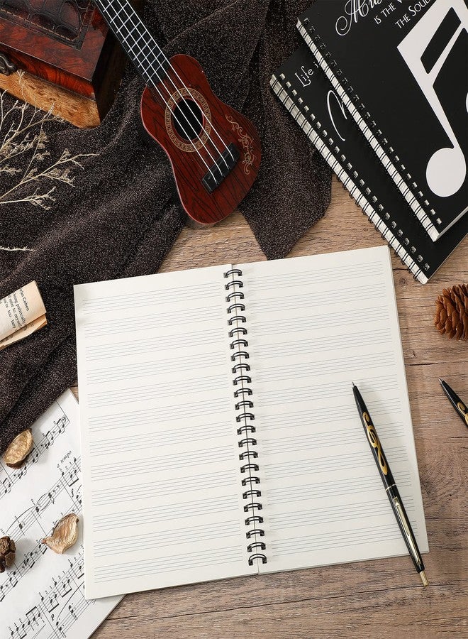 Fumete 10 Pcs Music Notebook Blank Sheets Paper Manuscript Books with 10 Pcs Songwriting Themed Ballpoint Pens Writing Composition Staff Accessories Gifts 12 Staves 50 Pages Per Notebook - Image 4