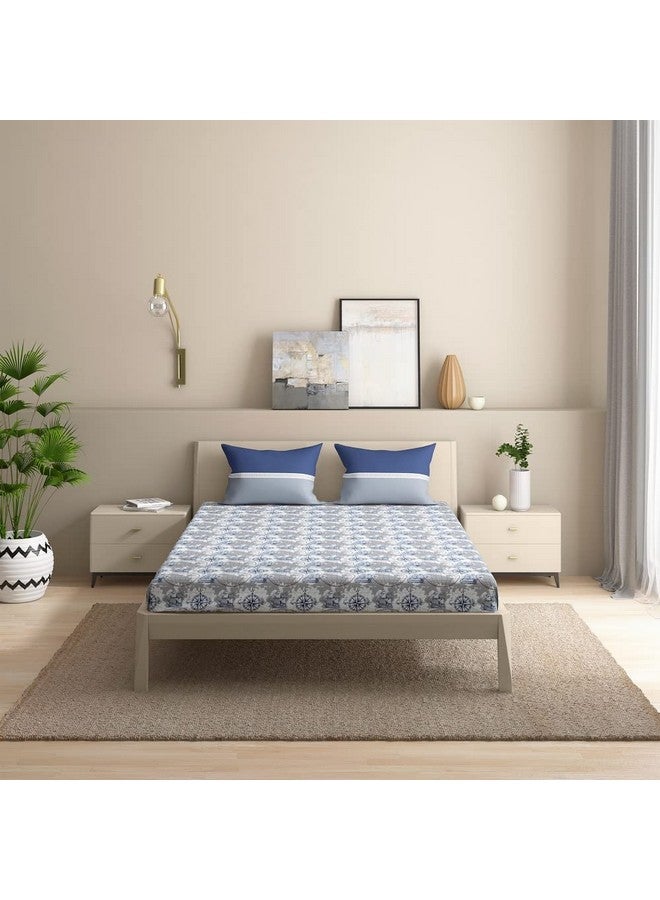 Wakefit شيت سرير قطن مخصص من ويكفيت | شيت مطاطي 144 TC، شيت سرير ملكي مع 2 غطاء وسادة | بحري - 78x72 بوصة - Image 3