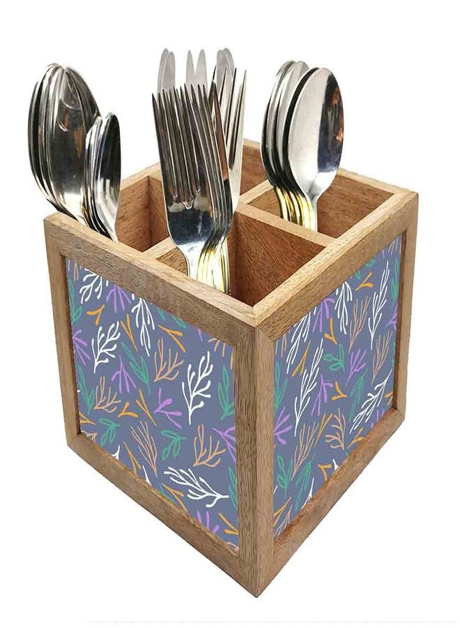 Nutcase Wooden Cutlery Stand Holder Silverware Caddy Spoons Forks Knives Organizer for Dining Table & Kitchen -Made in India-Spoons NOT Included - Beautiful Twigs - Image 1