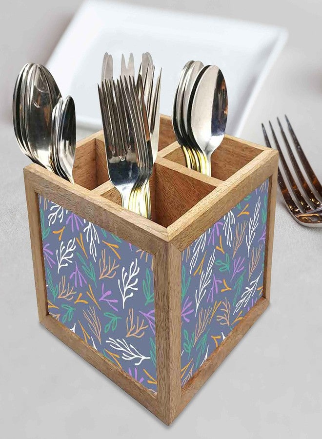 Nutcase Wooden Cutlery Stand Holder Silverware Caddy Spoons Forks Knives Organizer for Dining Table & Kitchen -Made in India-Spoons NOT Included - Beautiful Twigs - Image 2