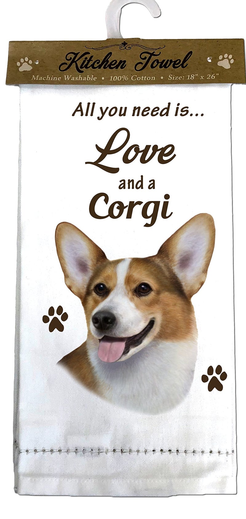 ES Pets 700100 Welsh Corgi Kitchen Towels Offwhite