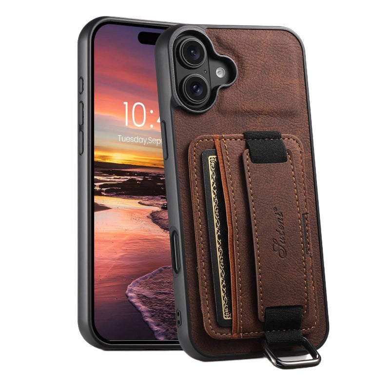 غطاء واقي | TPU | لـ iPhone 14 / 14 Plus / 14 Pro / 14 Pro Max | Lychee Brown | حامل بطاقات - Image 1