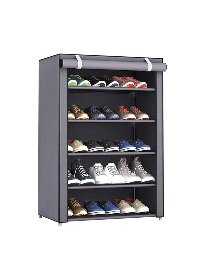 بونكا، خزانة أحذية 5 طبقات، قماش، رمادي - Image 1