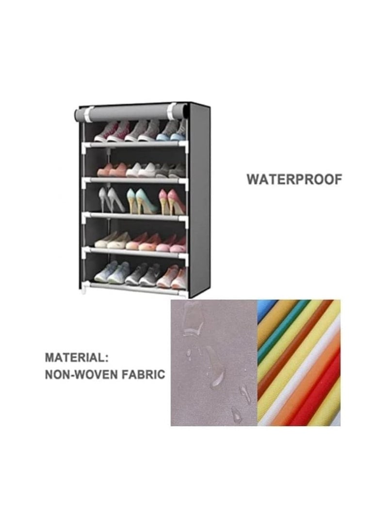 بونكا، خزانة أحذية 5 طبقات، قماش، رمادي - Image 3