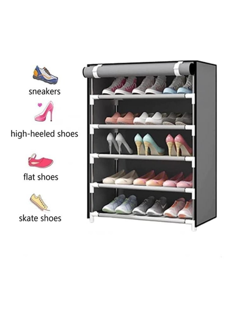 بونكا، خزانة أحذية 5 طبقات، قماش، رمادي - Image 4