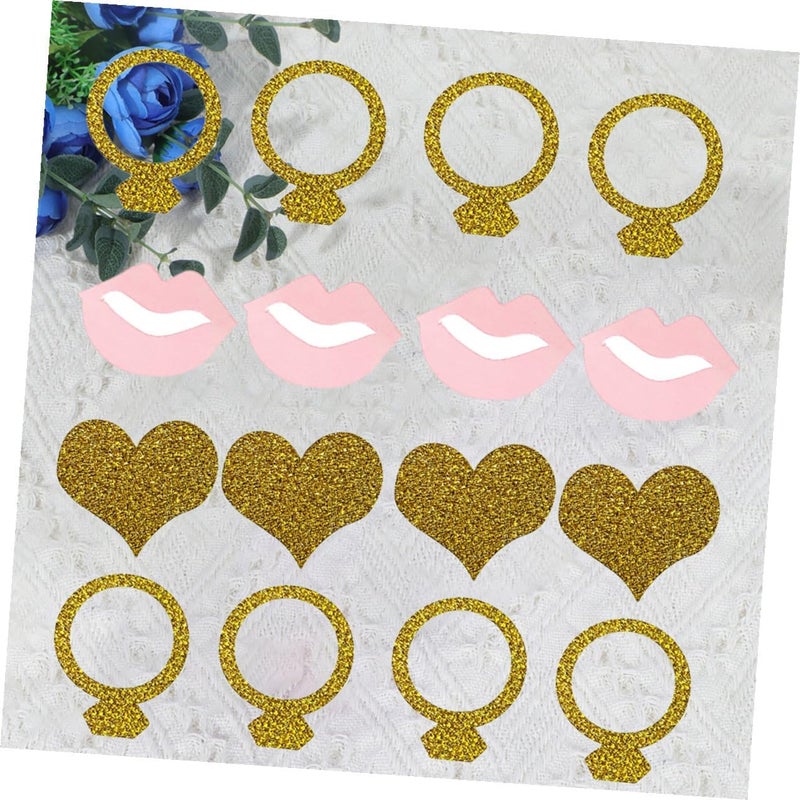 GALPADA Heart Lip Ring Confetti Wedding Party Decorations, 200pcs Glitter Paper Scatter for Bridal Brunch and Valentine Table, 2pcs Wedding Table Confetti Ornaments Random Color - Image 4
