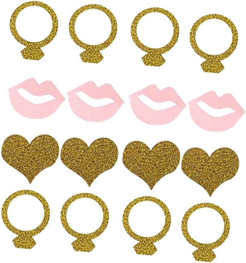 GALPADA Heart Lip Ring Confetti Wedding Party Decorations, 200pcs Glitter Paper Scatter for Bridal Brunch and Valentine Table, 2pcs Wedding Table Confetti Ornaments Random Color - Image 5