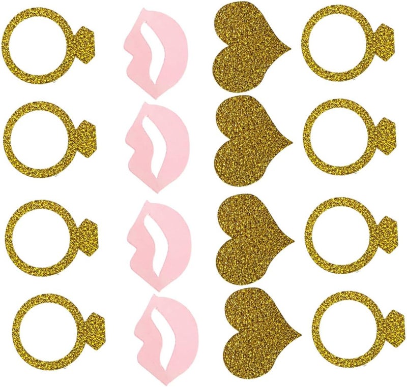 GALPADA Heart Lip Ring Confetti Wedding Party Decorations, 200pcs Glitter Paper Scatter for Bridal Brunch and Valentine Table, 2pcs Wedding Table Confetti Ornaments Random Color - Image 1