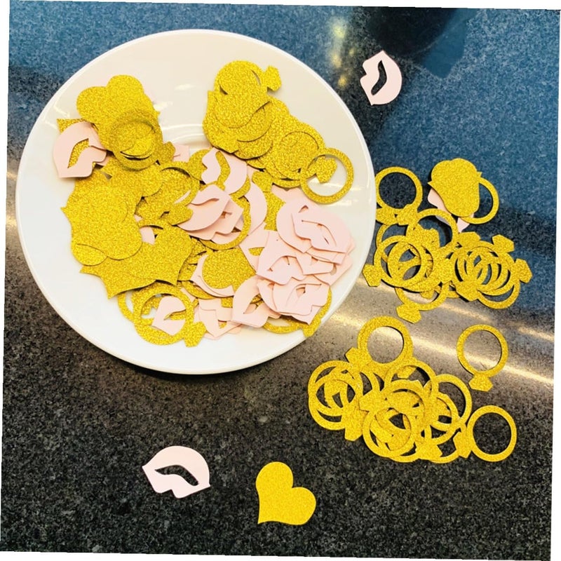 GALPADA Heart Lip Ring Confetti Wedding Party Decorations, 200pcs Glitter Paper Scatter for Bridal Brunch and Valentine Table, 2pcs Wedding Table Confetti Ornaments Random Color - Image 3