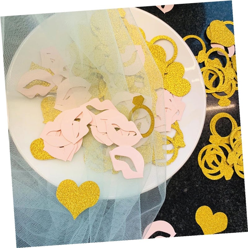 GALPADA Heart Lip Ring Confetti Wedding Party Decorations, 200pcs Glitter Paper Scatter for Bridal Brunch and Valentine Table, 2pcs Wedding Table Confetti Ornaments Random Color - Image 2