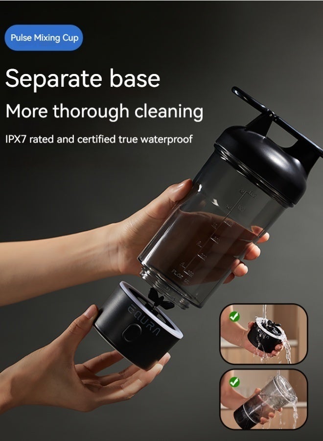 معادلة زجاجة شيكر ماء مطارة ماء كهربائية عالية الجودة لخلط البروتين (مادة تريتان - خالية من بيفا) - 25 أونصة كوب مُخلط محمول بالدوامة/مُشحنة عبر USB لعصائر البروتين - مناسبة للرياضة والتدريب البدني/الجيم هدية عيد ميلاد للرجال والنساء والآباء والأمهات. (أسود) - Image 4