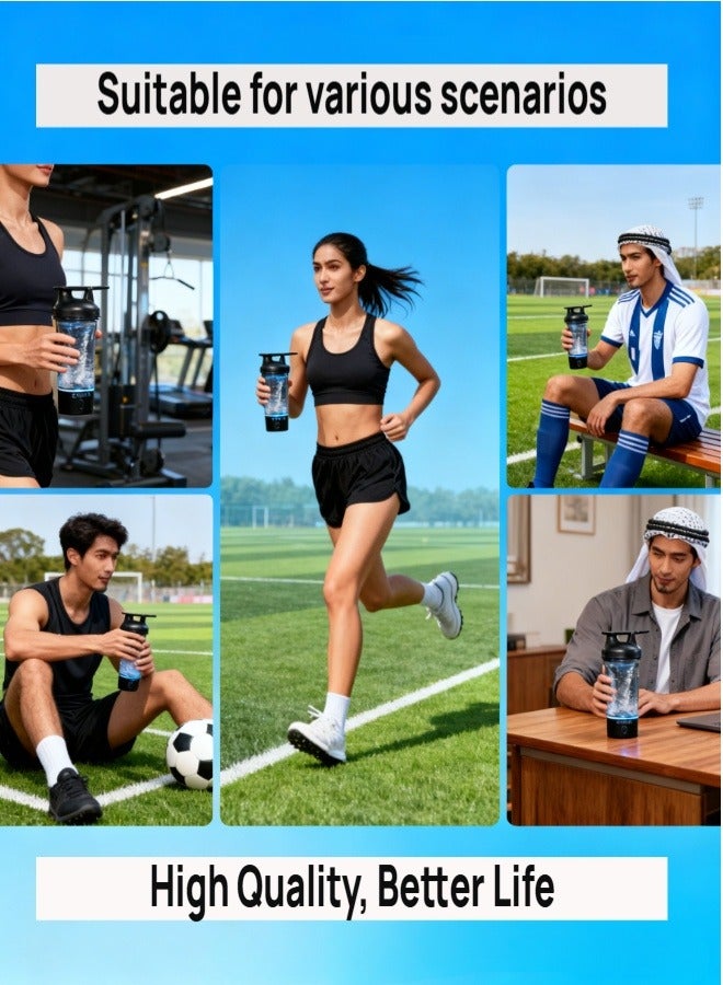 معادلة زجاجة شيكر ماء مطارة ماء كهربائية عالية الجودة لخلط البروتين (مادة تريتان - خالية من بيفا) - 25 أونصة كوب مُخلط محمول بالدوامة/مُشحنة عبر USB لعصائر البروتين - مناسبة للرياضة والتدريب البدني/الجيم هدية عيد ميلاد للرجال والنساء والآباء والأمهات. (أسود) - Image 3