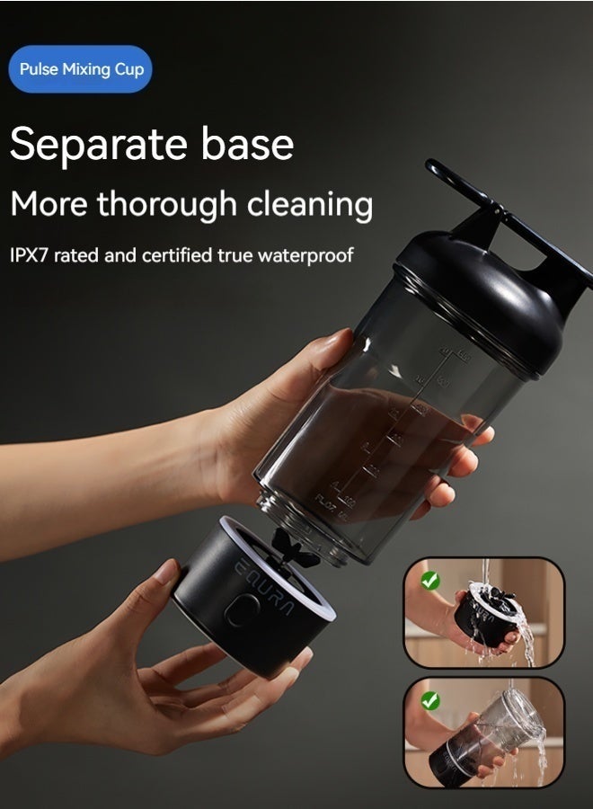 EQURA Premium Electric Protein Shaker water Bottle, gym bottle suitable for  sports & fitness,Made with Tritan - BPA Free - 25oz Vortex Portable Mixer Cup/USB TYPE-C Rechargeable Shaker Cup for  birthday gift for men, dads(black) - Image 4