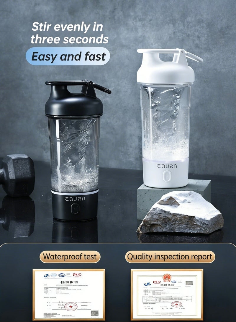 EQURA Premium Electric Protein Shaker water Bottle, gym bottle suitable for  sports & fitness,Made with Tritan - BPA Free - 25oz Vortex Portable Mixer Cup/USB TYPE-C Rechargeable Shaker Cup for  birthday gift for men, dads(black) - Image 5