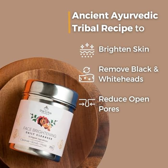 The Tribe Concepts Face Brightening Daily Cleanser, 3-in-1 Cleanser, Scrub & Mask for Instant Glow, Tan & Blackhead Removal – 100g - Image 2