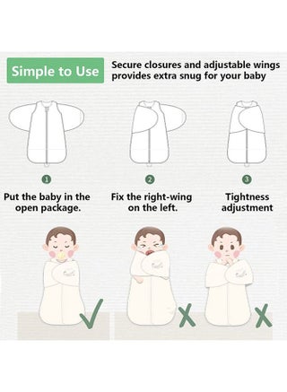 لفافة قماط قطنية جيدة التهوية بنسبة 100% مع اجنحة قابلة للتعديل لحديثي الولادة من الجنسين حتى 0-12 اشهر - view 4