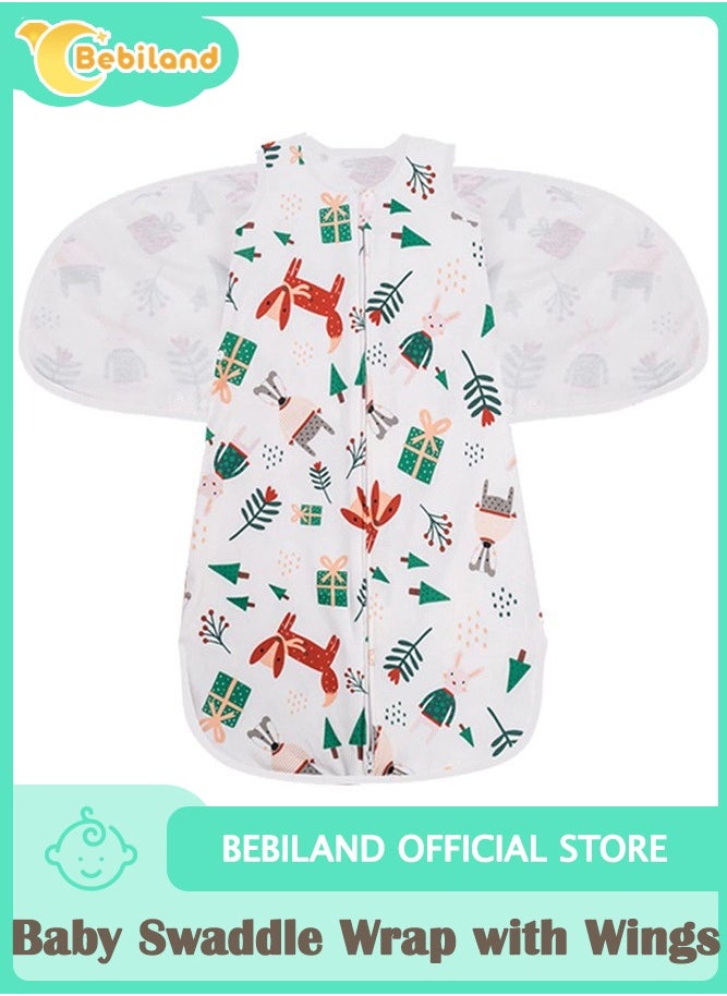 Bebiland Baby Swaddle Wrap with Zipper and Adjustable Wings 100% Breathable Cotton Sleep Sack for 0-12 Months Newborn Baby  - Image 1