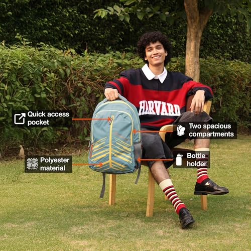 Nasher Miles Geography 4 Compartment Laptop Backpack 31 Liters Polyester with Raincover| Front Organiser Ideal for College, School Bags for Boys & Girls (Green) - Image 2