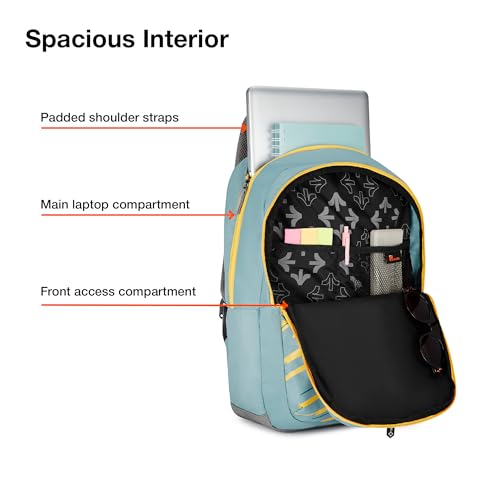 Nasher Miles Geography 4 Compartment Laptop Backpack 31 Liters Polyester with Raincover| Front Organiser Ideal for College, School Bags for Boys & Girls (Green) - Image 3