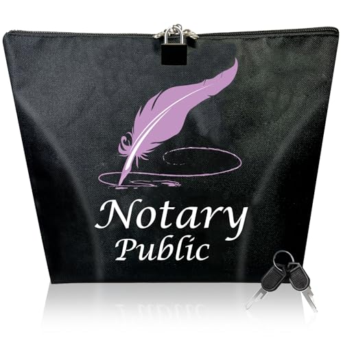 Ldmfcpa Notary Bag with Lock, 13x10''Waterproof Notary Supply Bag with 2 keys, Portable Security Storage Bag for Notary Journal, Stamp, Embosser, Ink Pad and Valuables(Pink) - Image 1
