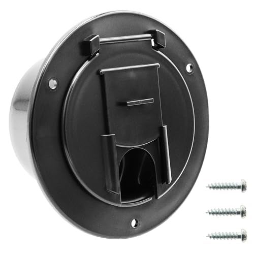 Halotronics RV 5-inch Round Electric Cable Hatch for 30 and 50 Amp Cords (Black) - Image 1