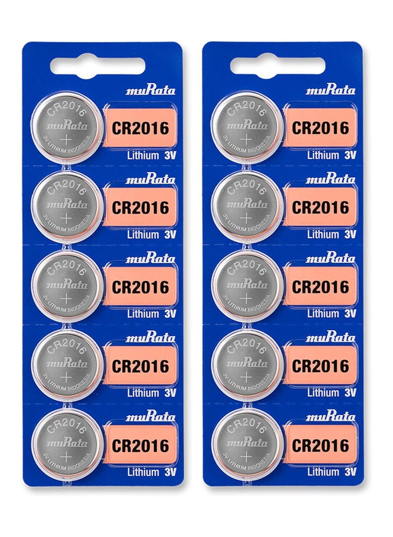 CR2016 Lithium 3V Coin Cell 10 Batteries Made in Japan