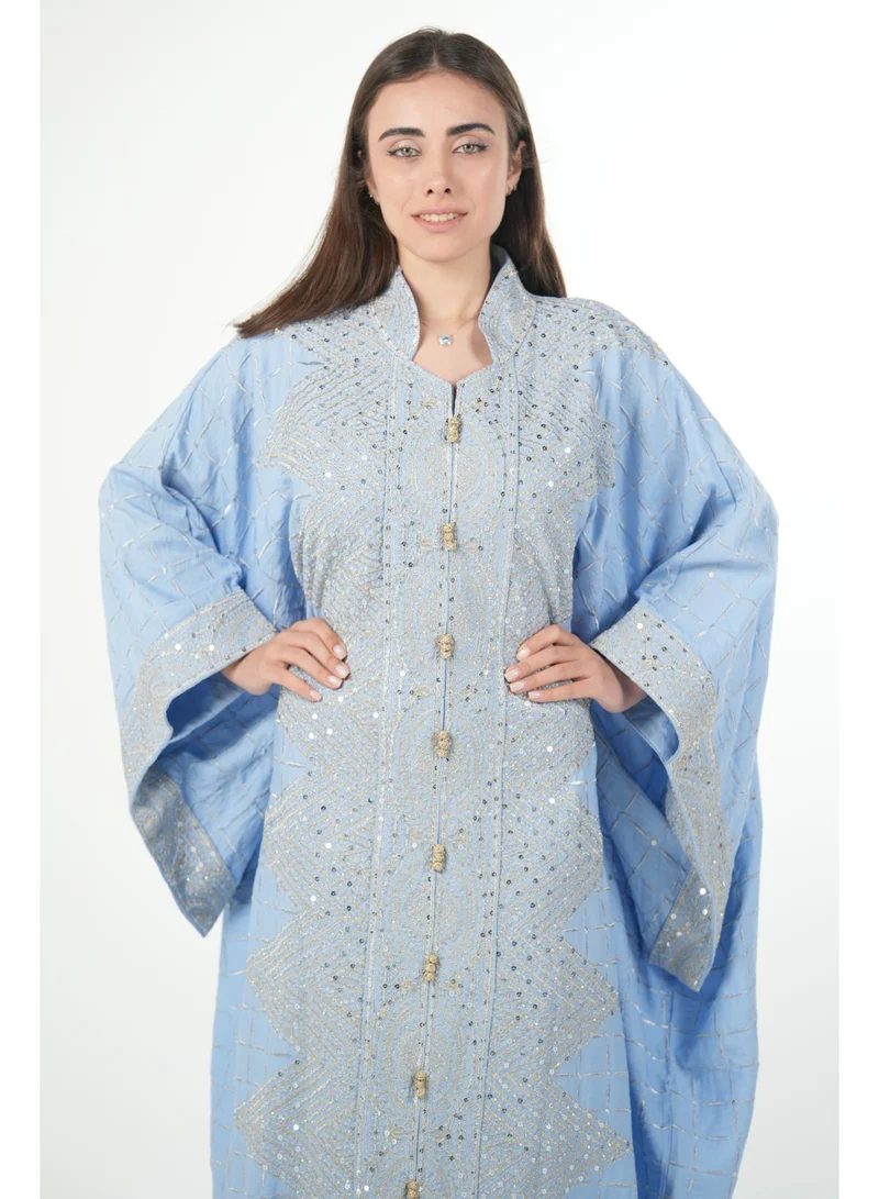 البنت الشرقية جلابية نسائية مطرزة واسعة مع حزام داخلي مقاس موحد