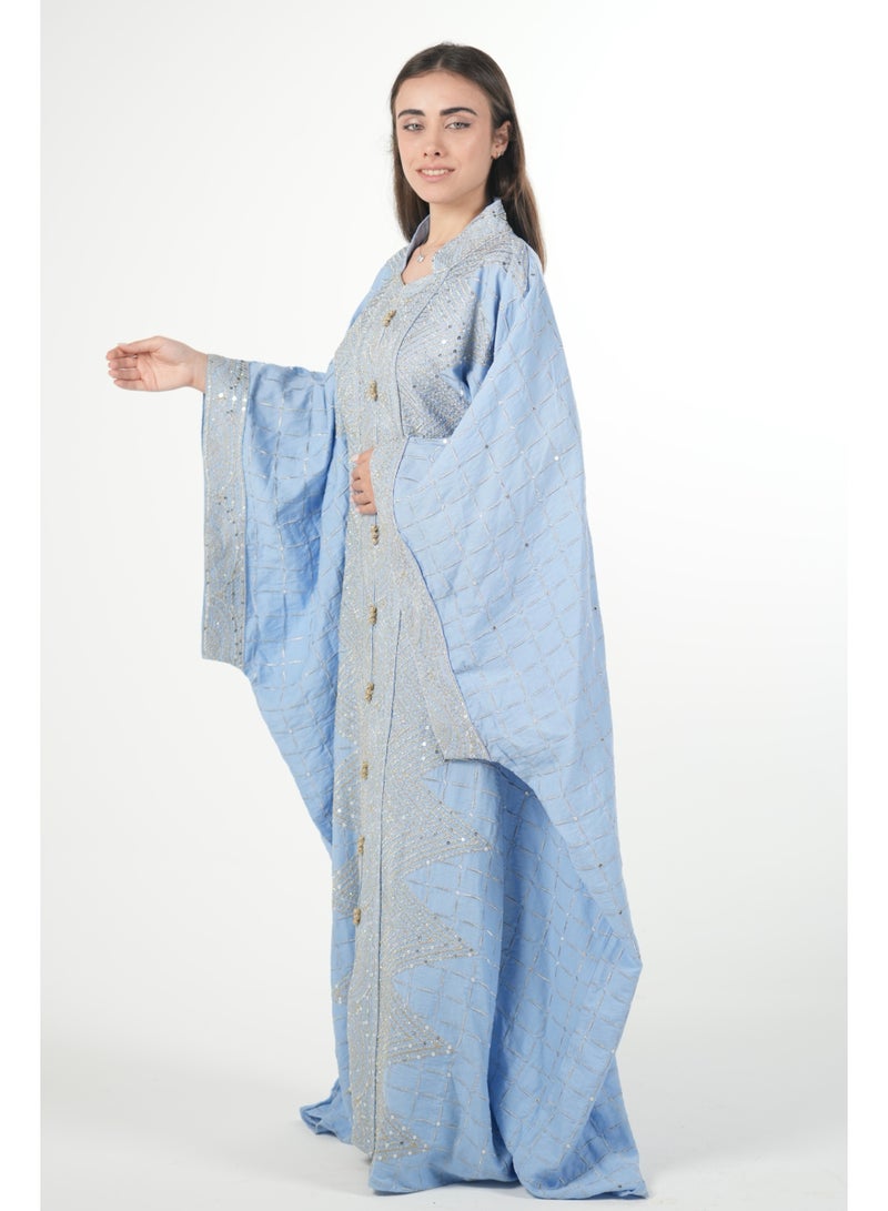 البنت الشرقية جلابية نسائية مطرزة واسعة مع حزام داخلي مقاس موحد - Image 3