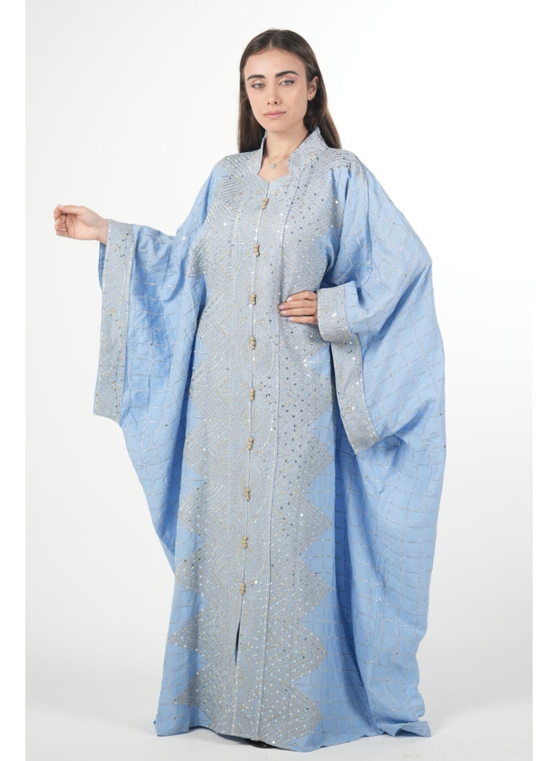 البنت الشرقية جلابية نسائية مطرزة واسعة مع حزام داخلي مقاس موحد - Image 4