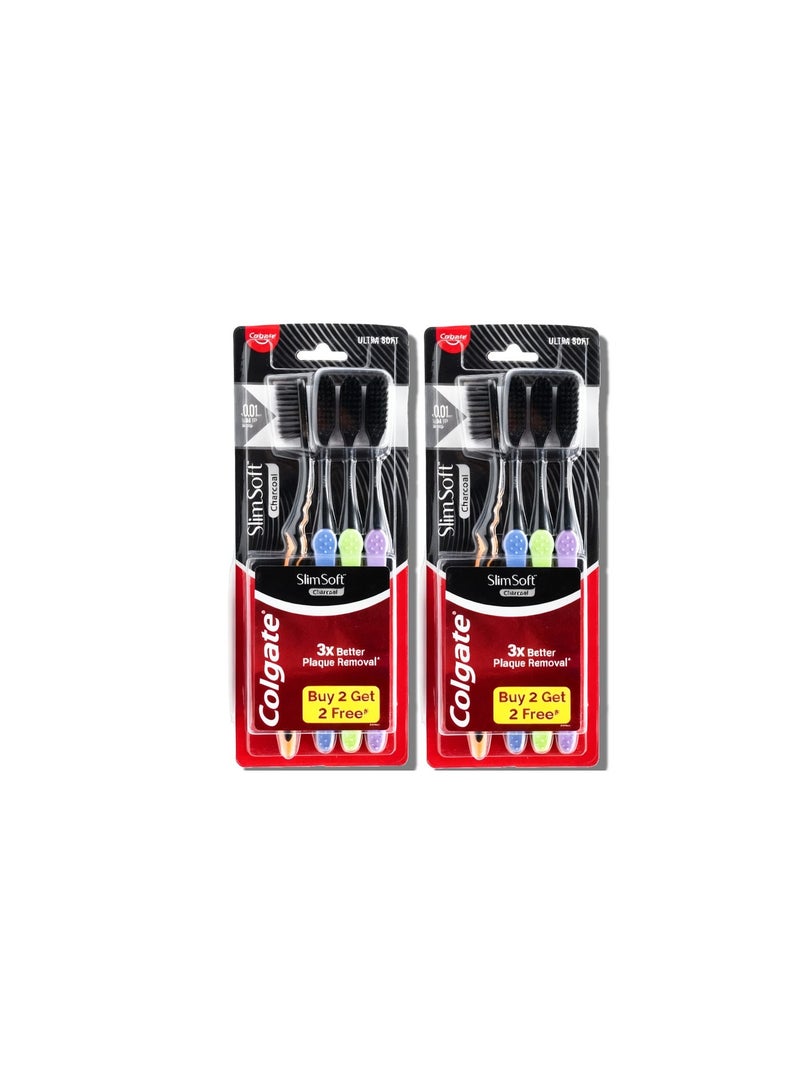 Colgate Slim Soft Charcoal Toothbrush, Buy 2 Get 2 (Pack Of 2) - Image 1
