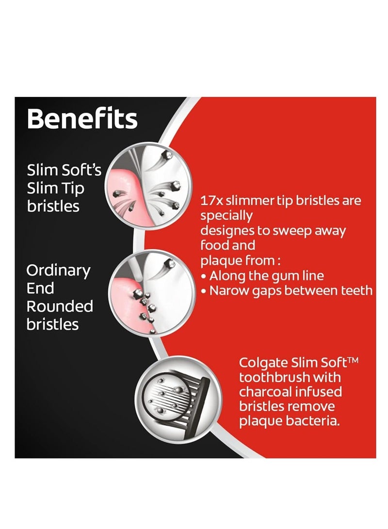 Colgate Slim Soft Charcoal Toothbrush, Buy 2 Get 2 (Pack Of 2) - Image 4