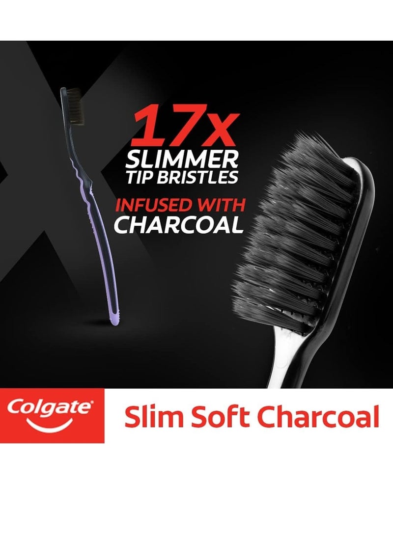 Colgate Slim Soft Charcoal Toothbrush, Buy 2 Get 2 (Pack Of 2) - Image 3