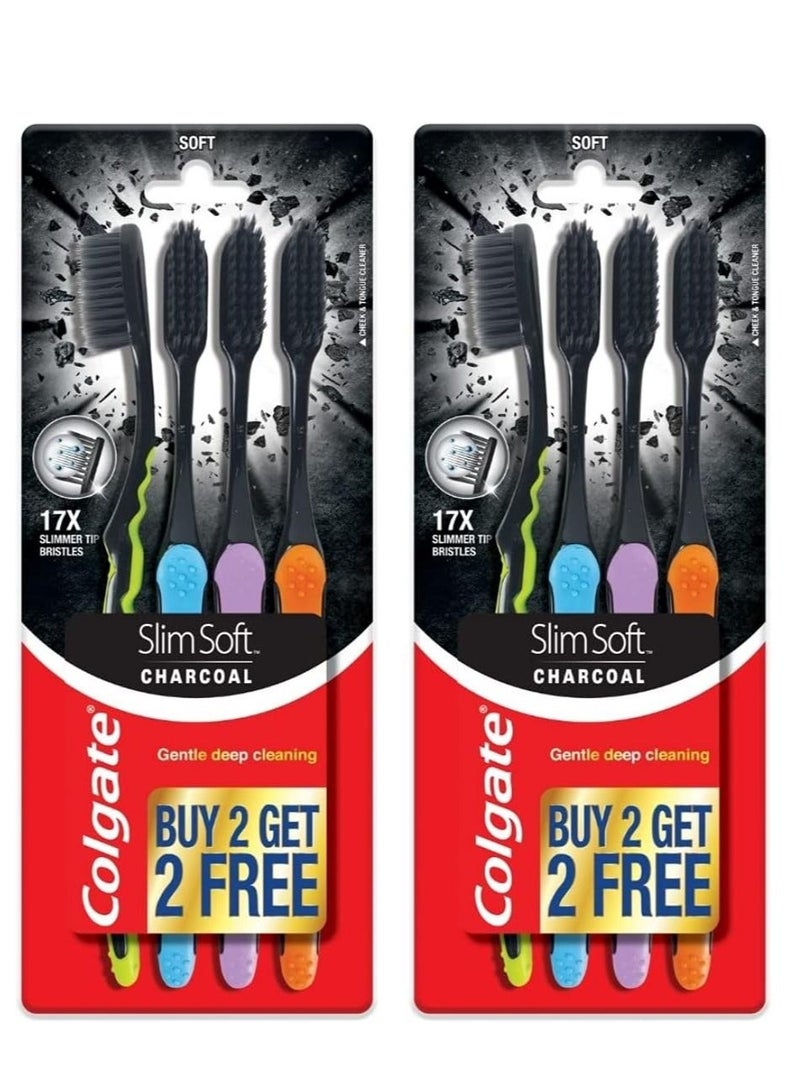Colgate Slim Soft Charcoal Toothbrush, Buy 2 Get 2 (Pack Of 2) - Image 2