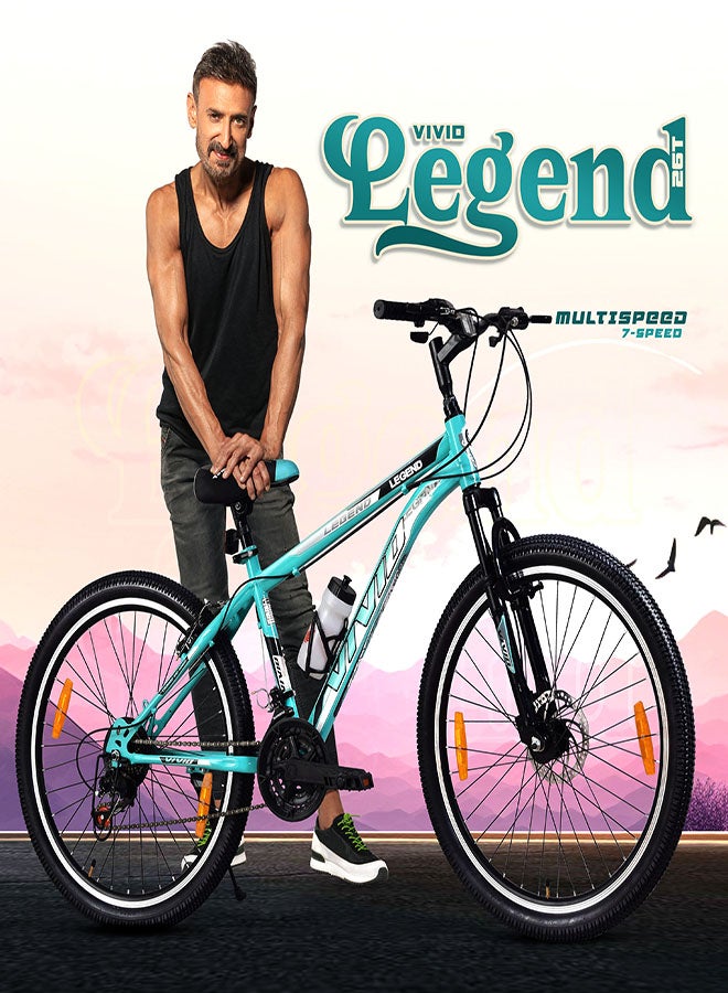 Vivid Legend 26 Inch Bike|| 7 Speed || Front  Suspension & Disc Brake || For Men || Sea Green Color || Frame Size-18 Inch  - Image 3