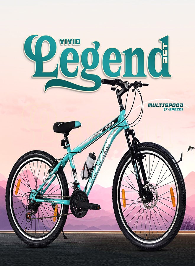 Vivid Legend 26 Inch Bike|| 7 Speed || Front  Suspension & Disc Brake || For Men || Sea Green Color || Frame Size-18 Inch  - Image 2