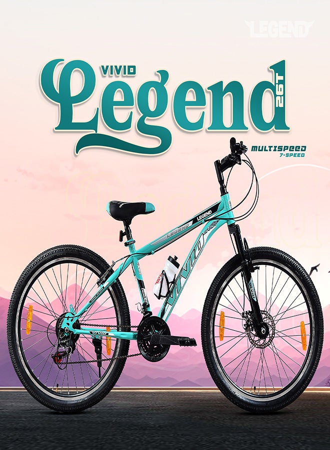 Vivid Legend 26 Inch Bike|| 7 Speed || Front  Suspension & Disc Brake || For Men || Sea Green Color || Frame Size-18 Inch  - Image 4