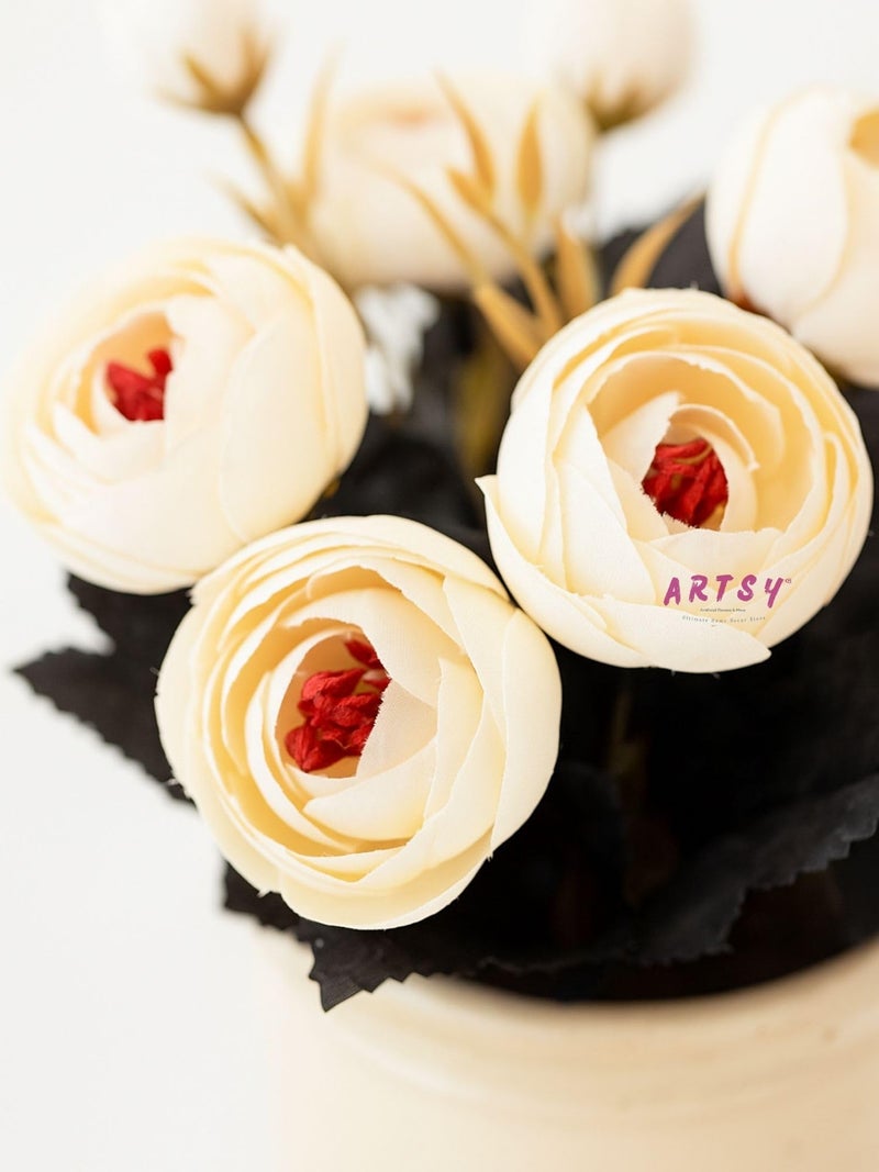 ARTSY® Polyester Artificial Rose Flowers Bunch, Ideal For Vase, Home, Office Decor, Gifts, Craft, Artificial Plants For Decoration, Without Vase, Peach, Combo, 2 Piece, 35 Cm Height - Image 4