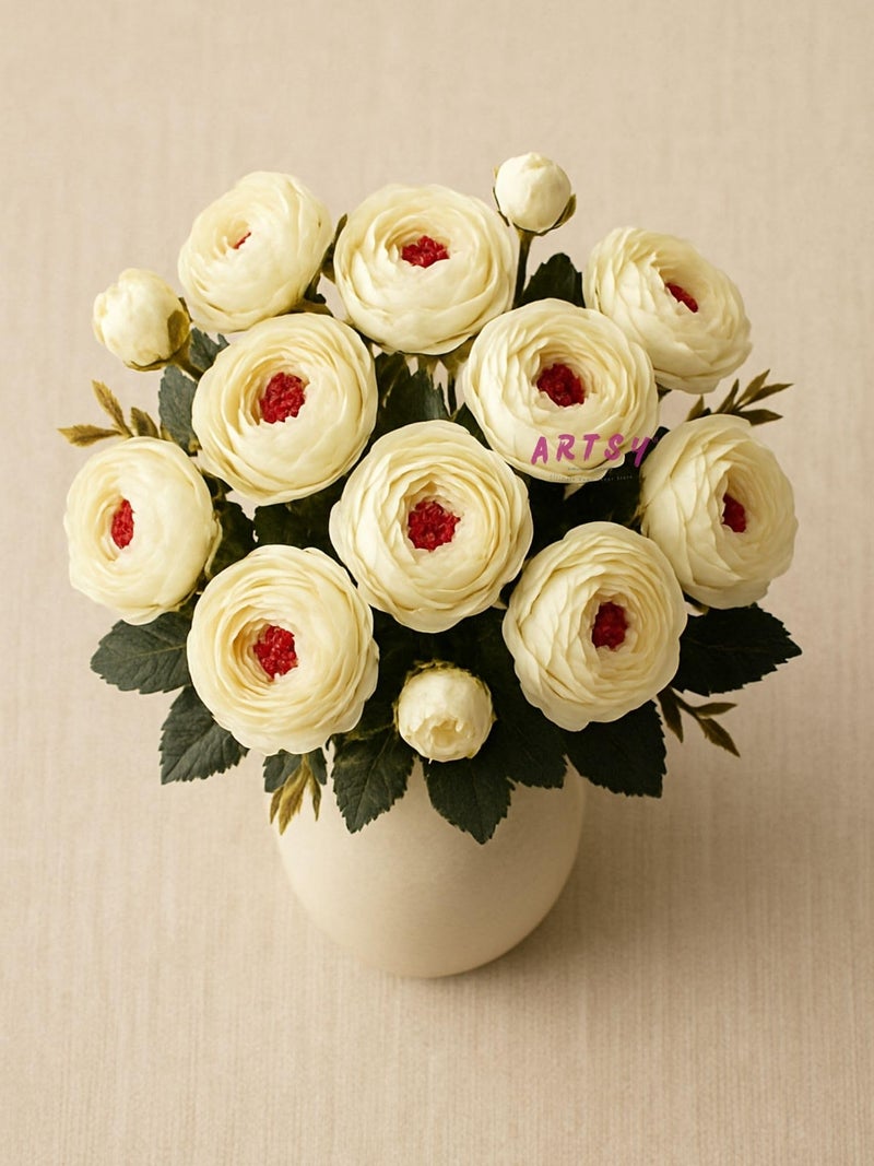 ARTSY® Polyester Artificial Rose Flowers Bunch, Ideal For Vase, Home, Office Decor, Gifts, Craft, Artificial Plants For Decoration, Without Vase, Peach, Combo, 2 Piece, 35 Cm Height - Image 2