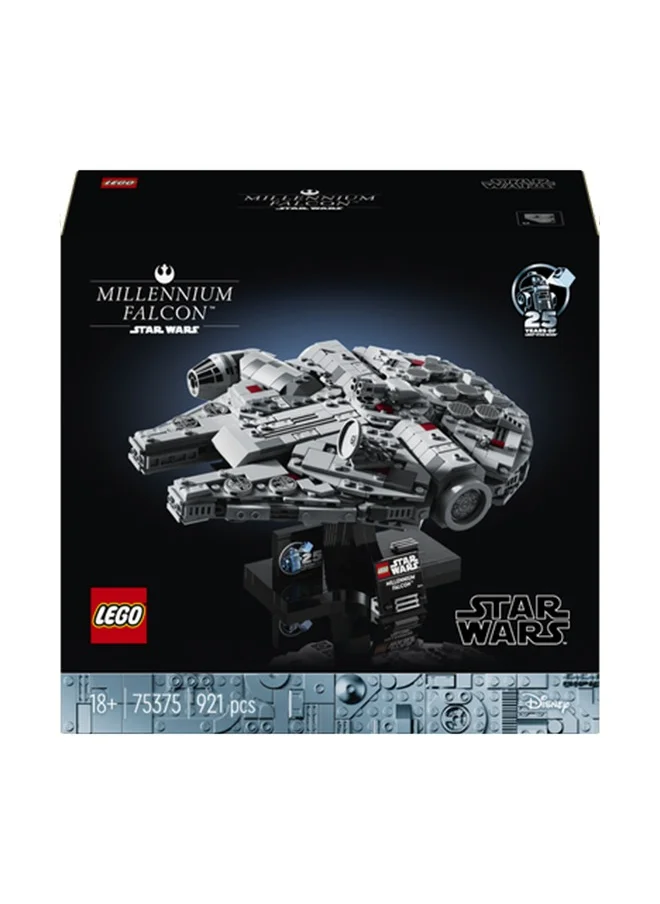 ليغو Star Wars Millenium Falcon 25th Anniversary Set for Adults, Collectible A New Hope Starship Vehicle Model Kit, Home or Office Décor, Birthday Gifts for Men, Women and Fans 75375 (921 pieces)