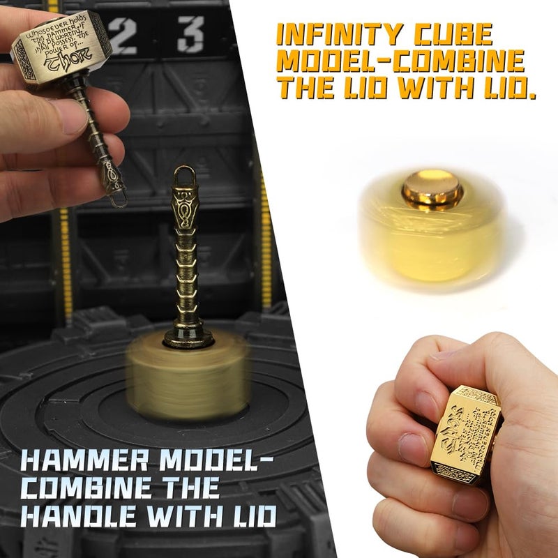 Anzmtosn Cool Hammer Fidget Spinners Toy Metal For Kids Adults, Brass Hand Finger Spinner Gift for Boys Age 4-12, Miniature Hammer Transformable Infinity Fidget Cube Fingertip Gyro Desk Toy Stocking Stuffer - Image 4