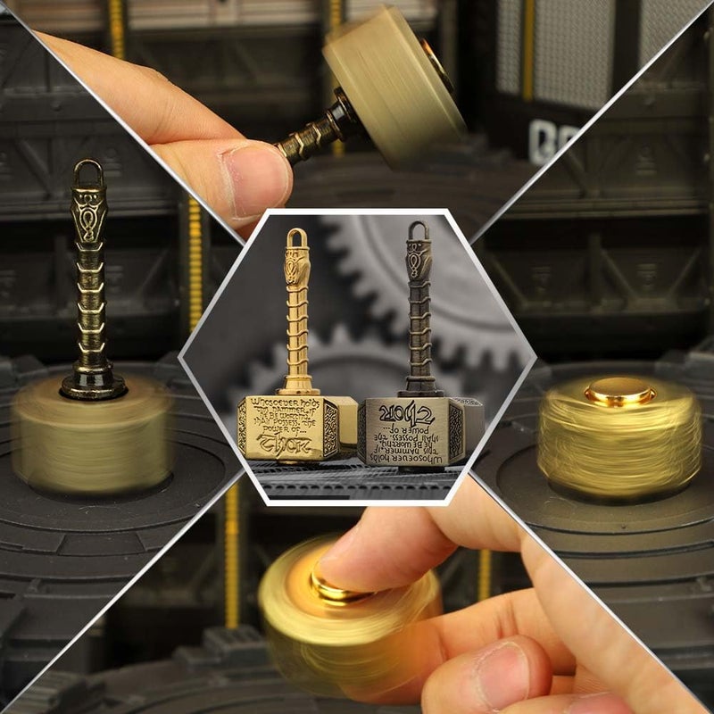 Anzmtosn Cool Hammer Fidget Spinners Toy Metal For Kids Adults, Brass Hand Finger Spinner Gift for Boys Age 4-12, Miniature Hammer Transformable Infinity Fidget Cube Fingertip Gyro Desk Toy Stocking Stuffer - Image 5