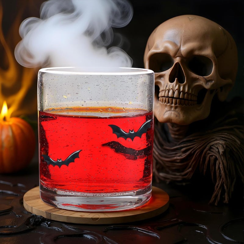 Mimorou 2 Pcs Halloween Icon Juice Glass 14 Ounce Ghost Bat Themed Drinking Cocktails Glasses for Party, Spooky Cute Double Old Fashioned Reusable Cups for Home Bar Decor Lovely Gifts - Image 4
