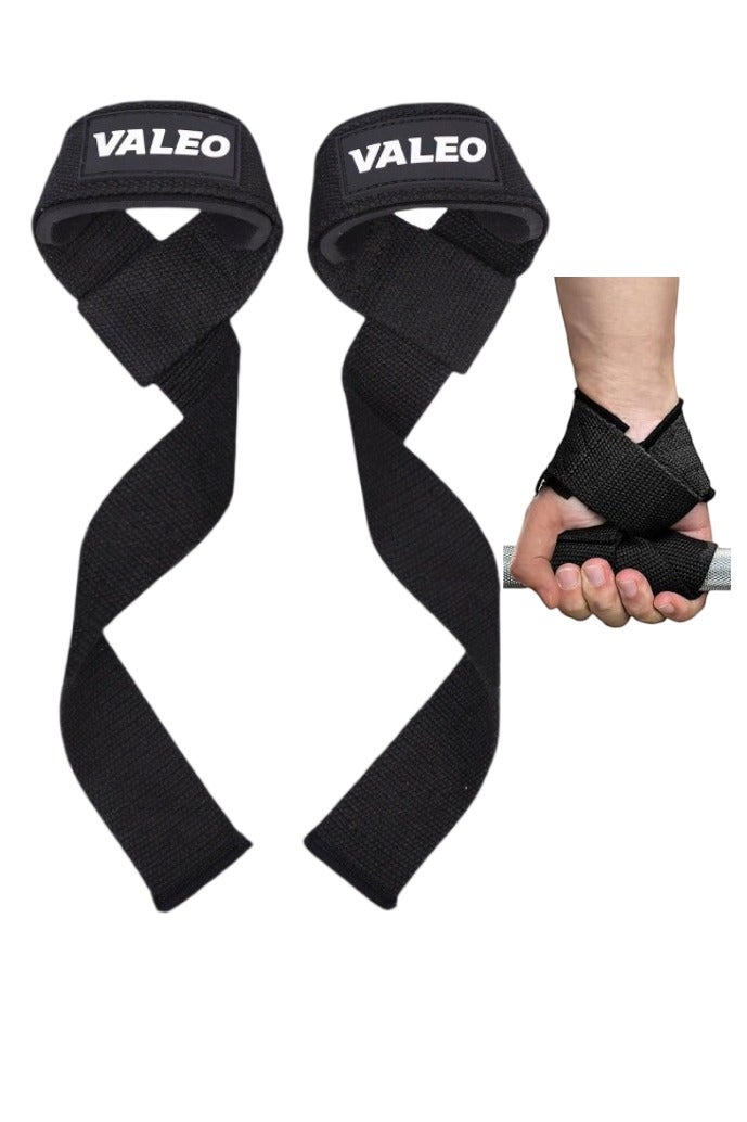 VALEO Lifting Straps Deadlift Gym Wrist Straps Weightlifting with Neoprene Cushioned Wrist Padded and Anti-Skid Silicone - for Weightlifting, Bodybuilding, Xfit, Strength Training - Image 1