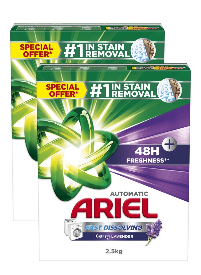 Ariel Fast Dissolving Laundry Detergent Powder With Lavender Dual Pack 2 x 2.5kg