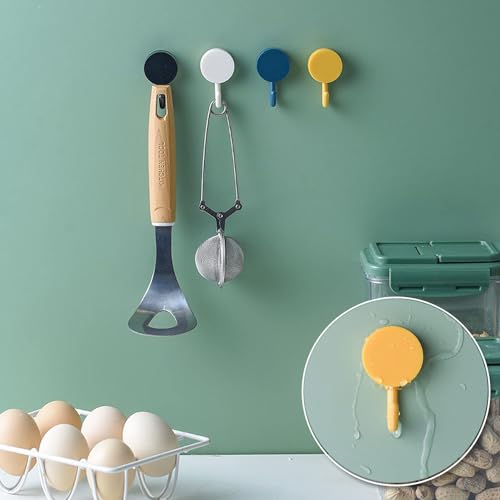 wolpin Self Adhesive Wall Hooks Waterproof Adhesive Sticky Round Hooks | Hanging Capacity 2 KG Max | Multipurpose Home Storage (Colorful Hook, Pack of 10 Pcs), Acrylonitrile Butadiene Styrene - Image 5
